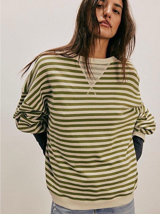 We The Free Sweaters - We The Free Classic Striped Oversized Crewneck
